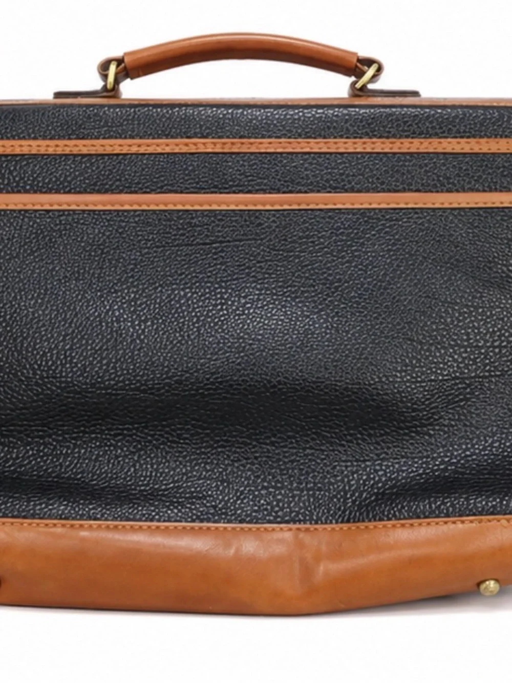 Vintage Dooney & Bourke AWL Leather Briefcase Attaché Bag Black Tan USA